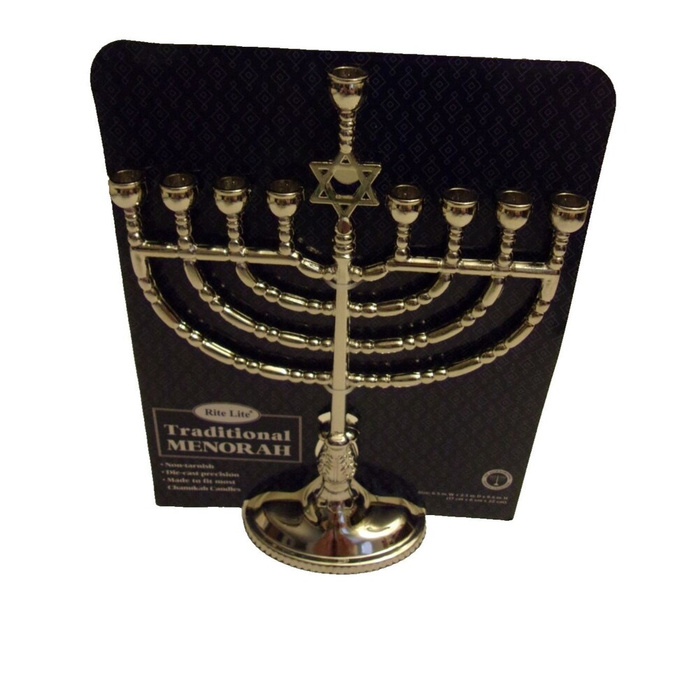 Rite Lite Traditional Menorah Material Non-Tarnish Hanukkah Chanukah New